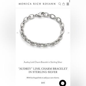 Monica Rich Kosann Audrey 5 hinged link charm bracelet 7.5” in sterling silver
